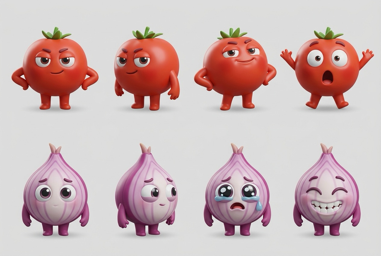 Tamatar & Pyaaz, an AI-generated fictional character
