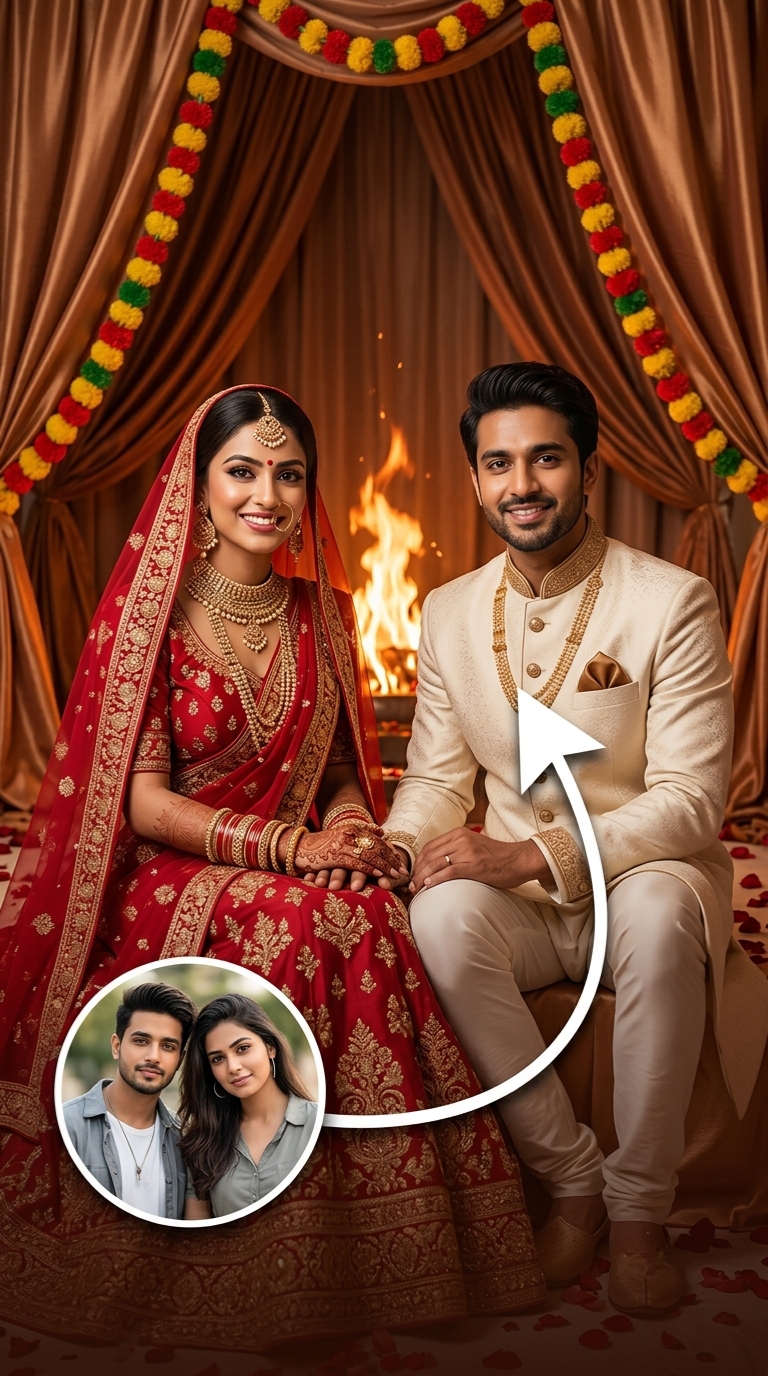 Fire Ritual Luxury Wedding Ceremony Invitation — Single Event